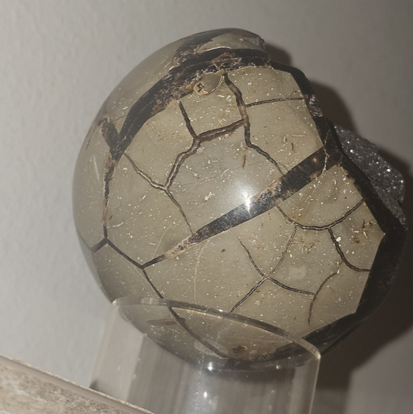 3.9" Septarian Polished Geode Sphere- Madagascar! - Picture 10 of 13